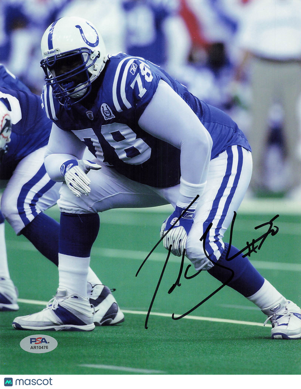 Tarik Glenn Signed Indianapolis Colts Football 8x10 Photo PSA Autographed