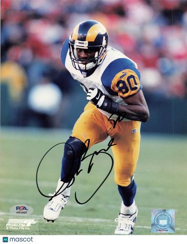 Isaac Bruce Signed St. Louis Rams Football 8x10 Photo PSA Autographed