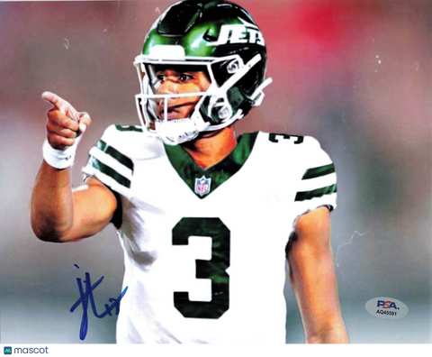 Jordan Travis Signed New York Jets Football 8x10 Photo PSA Autographed