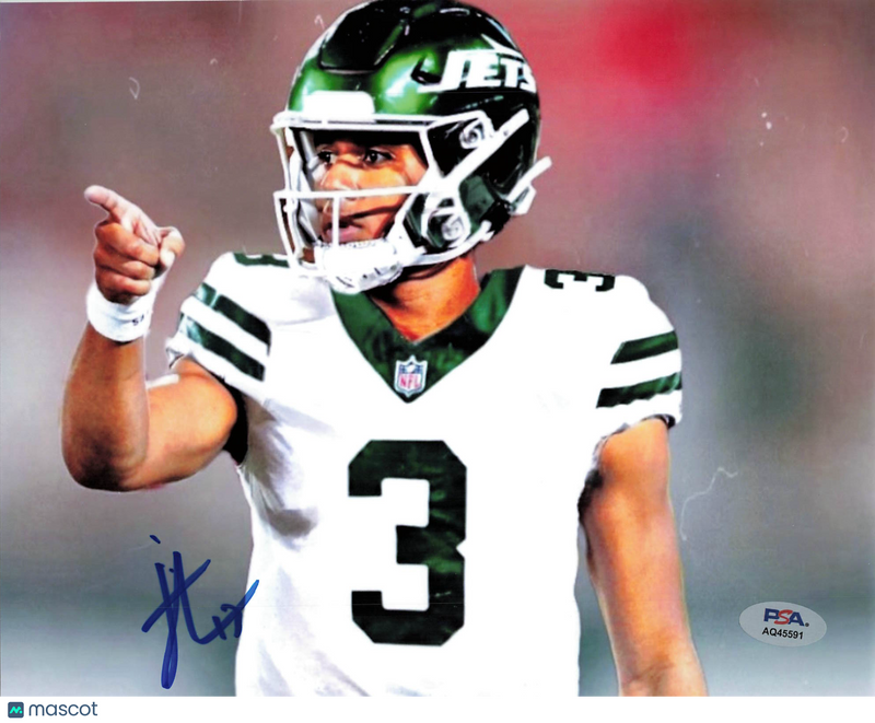 Jordan Travis Signed New York Jets Football 8x10 Photo PSA Autographed