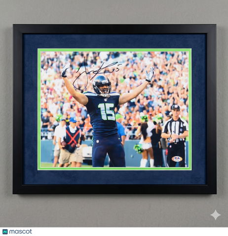 Jermaine Kearse Signed Seattle Seahawks Football 11x14 Custom Framed Photo PSA