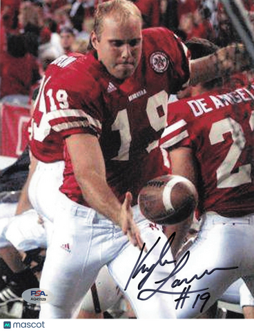 Kyle Larson Signed Nebraska Cornhuskers Football 8x10 Photo PSA Autographed