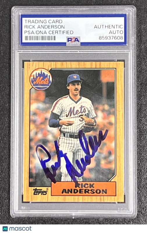 1987 Topps #594 Rick Anderson   Signed Card Auto PSA Slabbed Mets