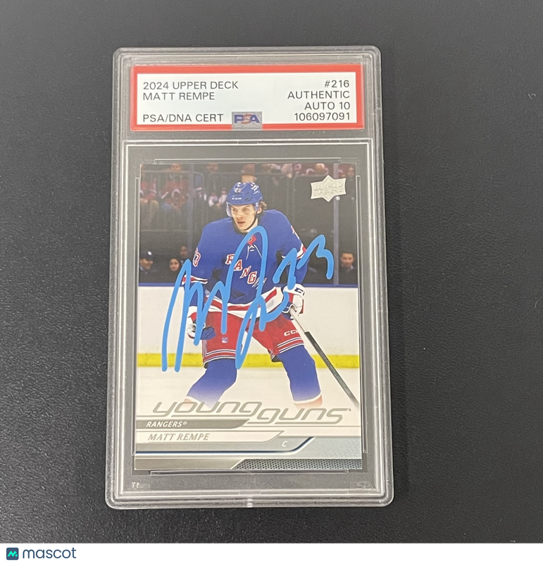 2024-25 Upper Deck Hockey#216 Matt Rempe Signed Card Auto 10 PSA Slabbed Rangers