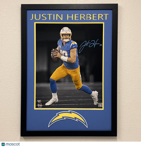Justin Herbert Signed 16x20 Photo Custom Framed Fanatics Authentic Chargers