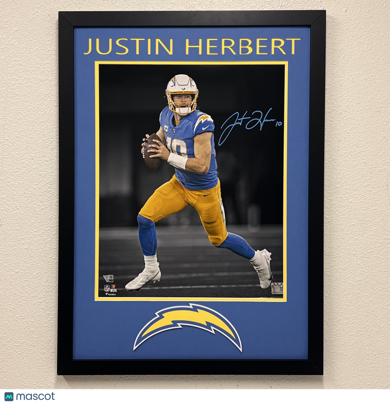 Justin Herbert Signed 16x20 Photo Custom Framed Fanatics Authentic Chargers