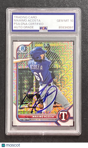 2022 Topps Bowman Chrome Prospect #BCP-113 Maximo Acosta   Signed Card Auto 10 P