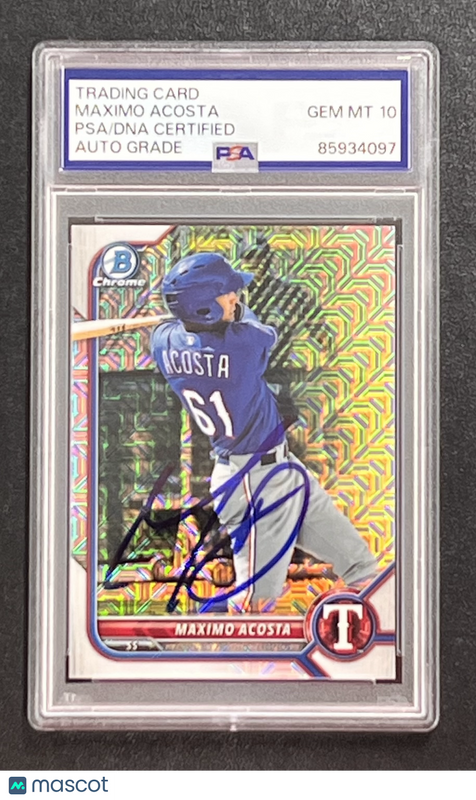 2022 Topps Bowman Chrome Prospect #BCP-113 Maximo Acosta   Signed Card Auto 10 P