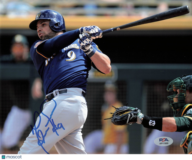 Manny Pina Milwaukee Brewers Signed 8x10 Photo PSA