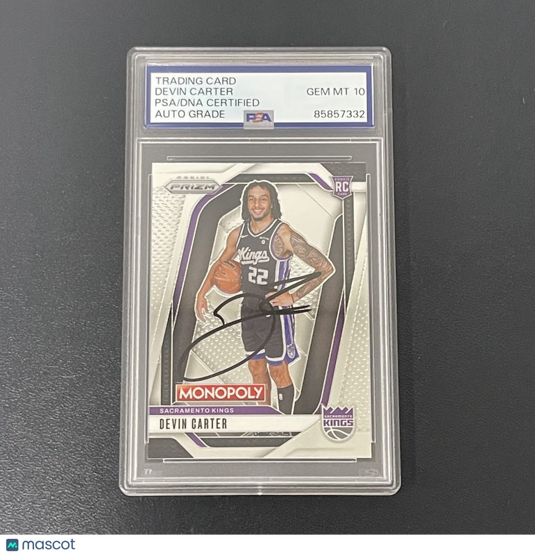 2024-25 Panini Prizm #39 Devin Carter Signed Card Auto 10 PSA Slabbed Sacramento