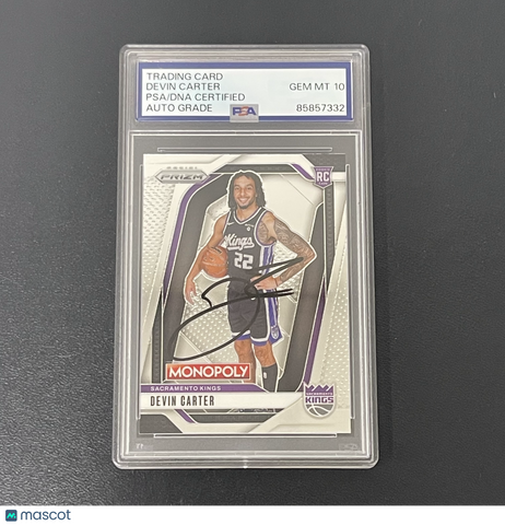 2024-25 Panini Prizm #39 Devin Carter Signed Card Auto 10 PSA Slabbed Sacramento
