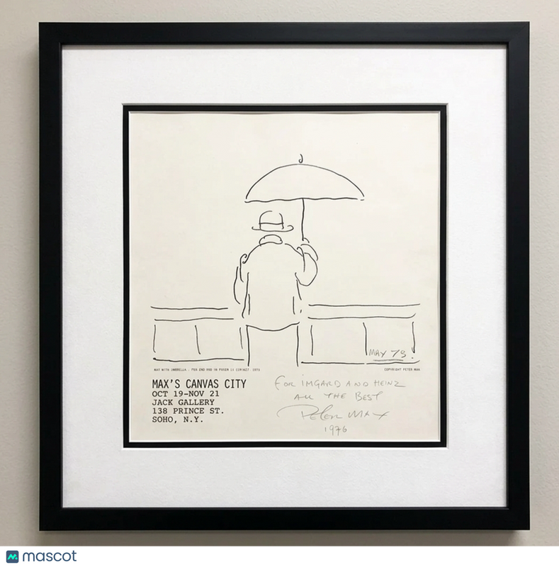 Peter Max Signed 17x18.25 Photo Framed Display PSA Max's Canvas City