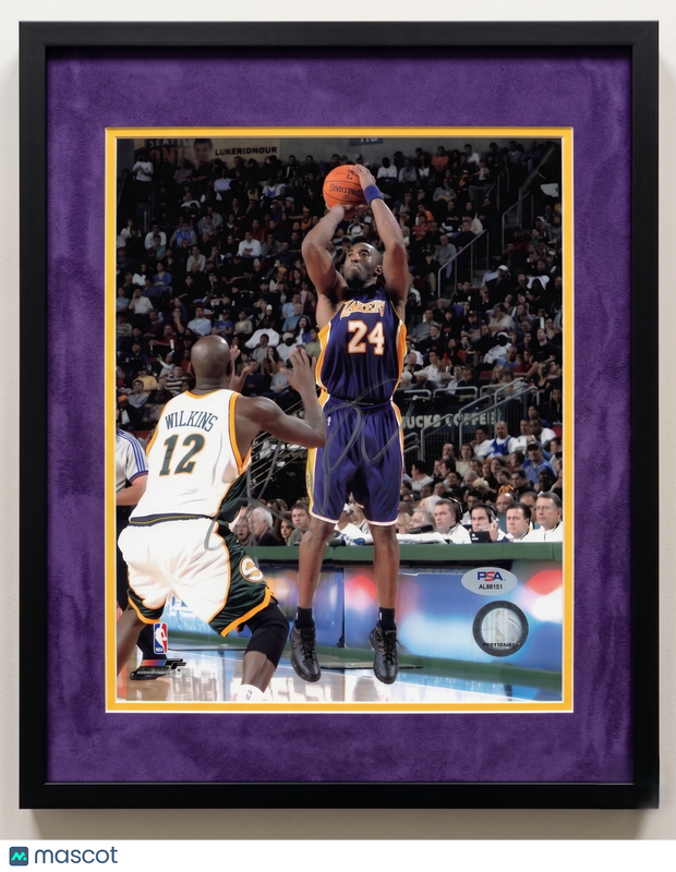 Kobe Bryant Los Angeles Lakers Signed Basketball 8x10 Custom Framed Photo PSA