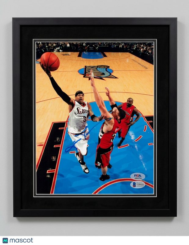 Allen Iverson Philadelphia 76ers Signed Basketball 8x10 Framed Photo PSA