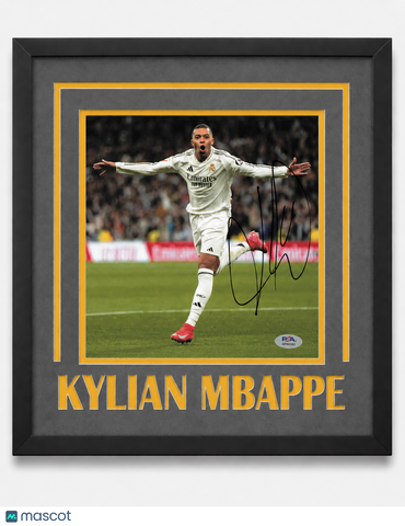 Kylian Mbappe Custom Framed Signed Real Madrid Photo PSA Autographed 14x16"