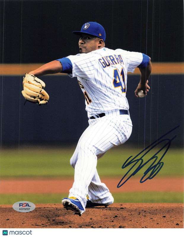 Junior Guerra Milwaukee Brewers Signed 8x10 Photo PSA