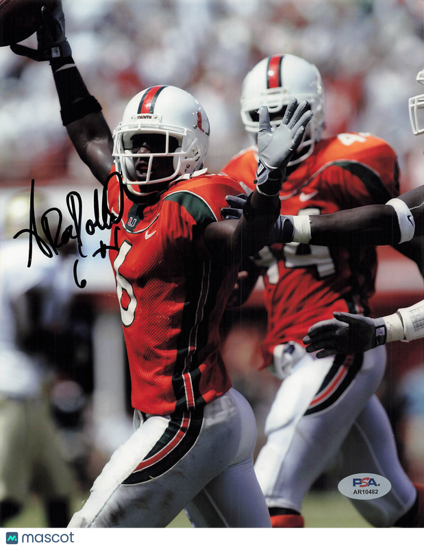 Antrel Rolle Signed Miami Hurricanes Football 8x10 Photo PSA Autographed