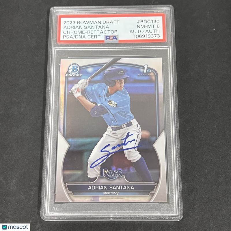 2023 Bowman Draft #BDC130 Adrian Santana Chrome Refractor signed card PSA 8 Auto