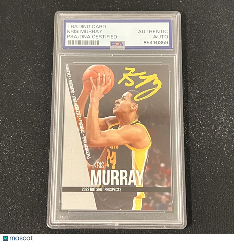 2022 Hot Shot Prospects Kris Murray Signed Card Auto PSA Slabbed Hawkeyes