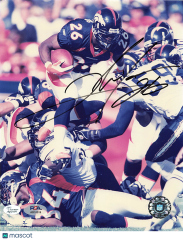 Clinton Portis Signed Denver Broncos Football 8x10 Photo PSA Autographed