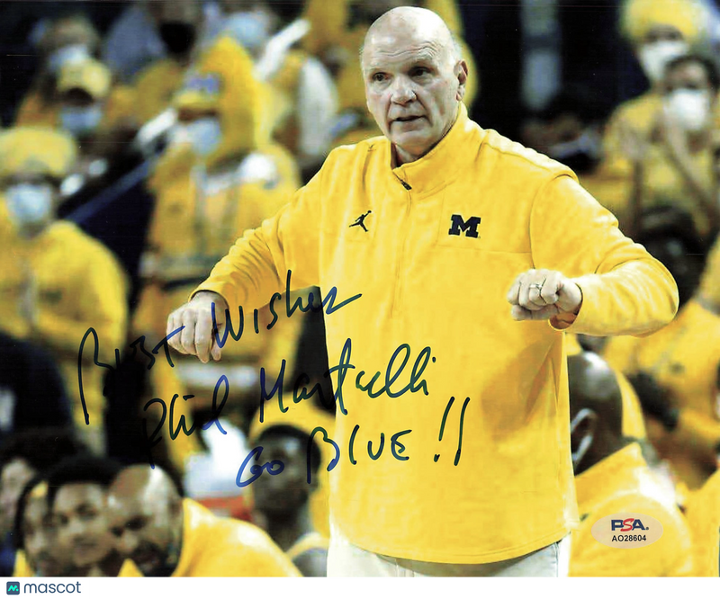 Phil Martelli Michigan Wolverines Signed Basketball 8x10 Photo PSA Auth