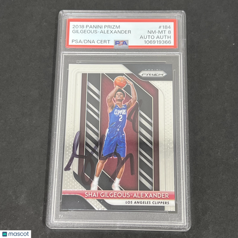 2018 Panini Prizm #184 Shai Gilgeous-Alexander signed card PSA 8 Auto A