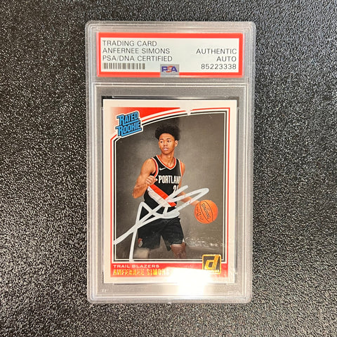 2018 Panini Donruss Rated Rookie #186 ANFERNEE SIMONS Signed Rookie Card AUTO PSA Slabbed RC Blazers