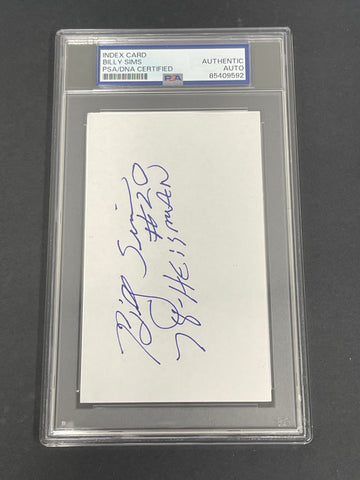 Billy Sims signed Index Card PSA/DNA Autographed Oklahoma Sooners