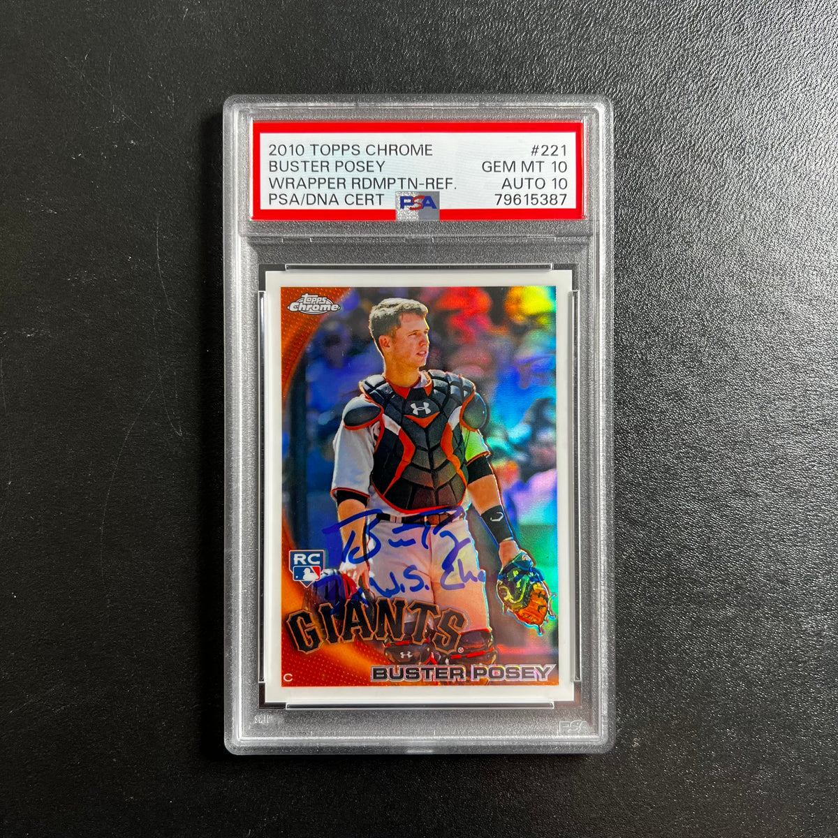 2010 Topps Chrome Refractor #221 Buster Posey Signed Card PSA 10 