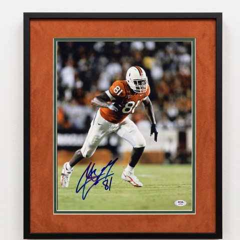 Calais Campbell Signed Miami Hurricanes Football 11x14 Custom Framed Photo PSA