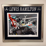Lewis Hamilton Custom Framed Signed 28"x36" Lithograph PSA Fanatics Mercedes F1