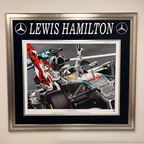 Lewis Hamilton Custom Framed Signed 28"x36" Lithograph PSA Fanatics Mercedes F1