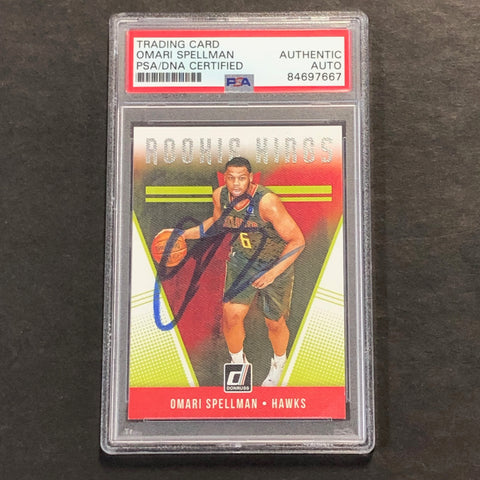 2018-19 DONRUSS ROOKIE KINGS #18 Omari Spellman Signed Card PSA/DNA Slabbed RC Hawks