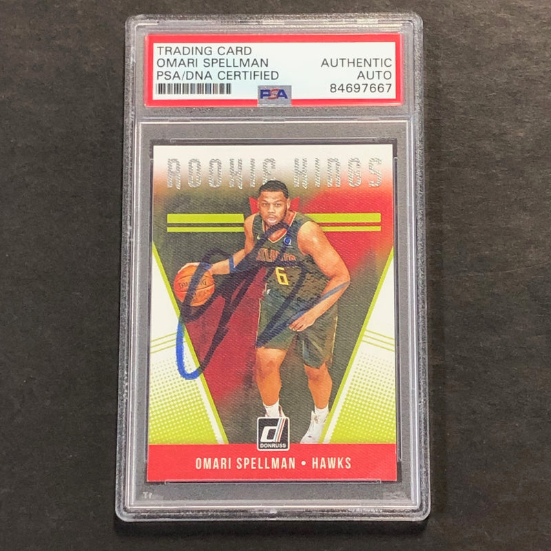 2018-19 DONRUSS ROOKIE KINGS #18 Omari Spellman Signed Card PSA/DNA Slabbed RC Hawks