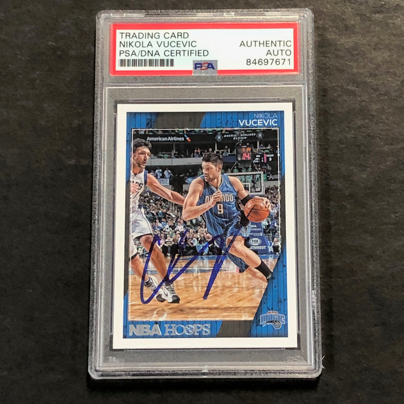 2016-17 NBA Hoops #78 Nikola Vucevic Signed Card AUTO PSA Slabbed Magic
