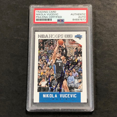 2015-16 NBA Hoops #116 Nikola Vucevic Signed Card AUTO PSA Slabbed