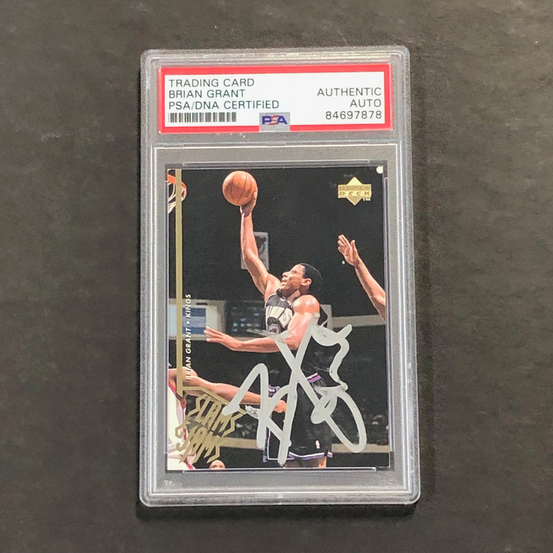 1995 Upper Deck Slam Dunk #351 Brian Grant Signed Card AUTO PSA Slabbed Kings