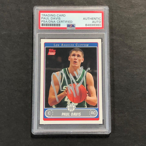 2005-06 Topps Rookie Card #244 Paul Davis Signed Card PSA Slabbed Clippers