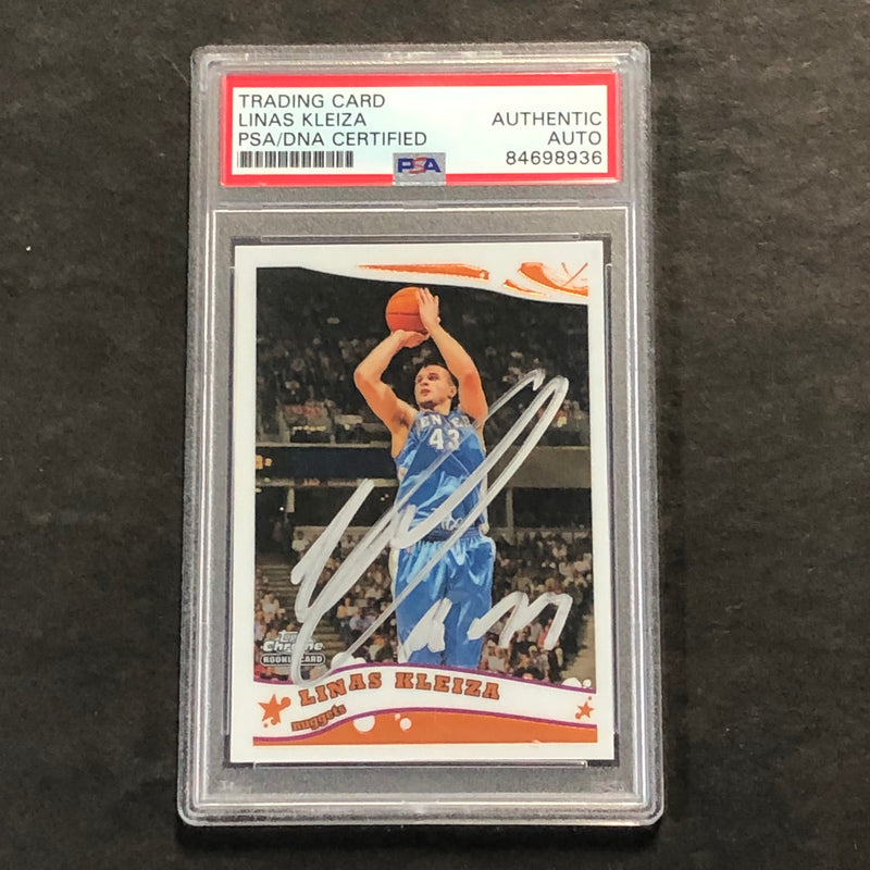 2006 Topps Chrome #175 Linas Kleiza signed Auto Card PSA/DNA Slabbed RC Nuggets