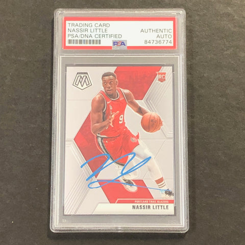 2019-20 Panini Mosaic #247 Nassir Little Signed Rookie Card AUTO PSA Slabbed RC Blazers