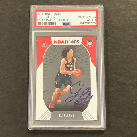 2020-21 NBA Hoops #250 CJ ELLEBY Signed Card AUTO PSA Slabbed RC Trail Blazers