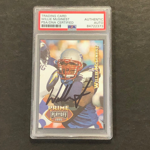 1995 Prime Playoff #42 Willie McGinest Signed Card AUTO PSA Slabbed Patriots