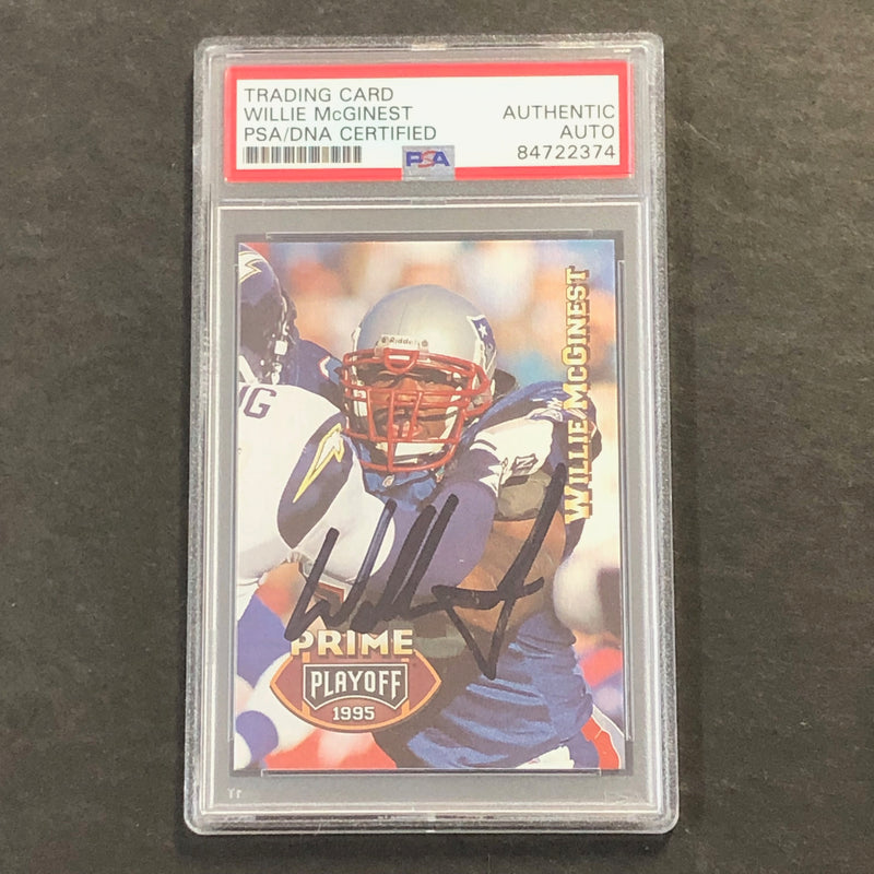 1995 Prime Playoff #42 Willie McGinest Signed Card AUTO PSA Slabbed Patriots