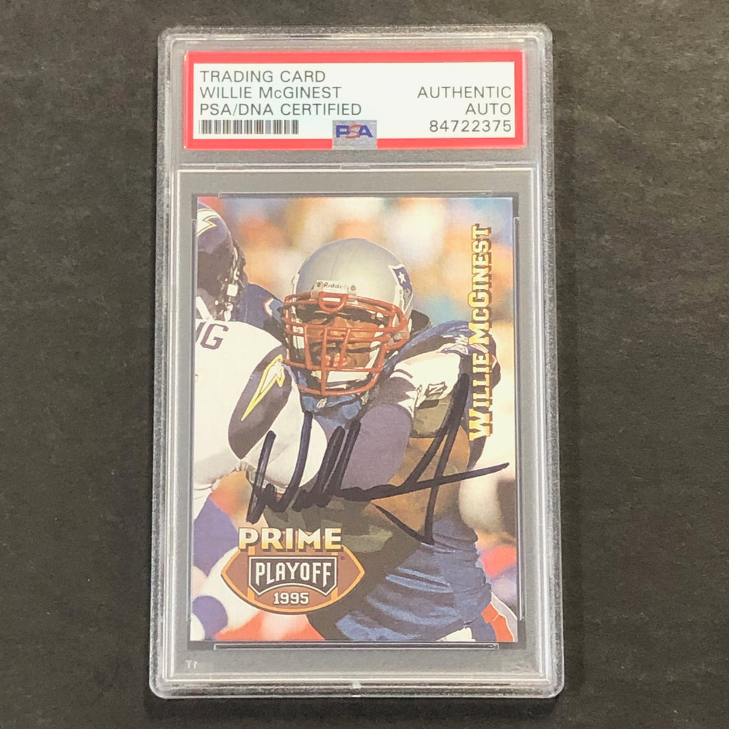 1995 Prime Playoff #42 Willie McGinest Signed Card AUTO PSA Slabbed Pa ...