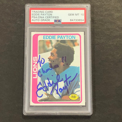 1978 Topps #487 Eddie Payton AUTO 10 card PSA Lions Signed
