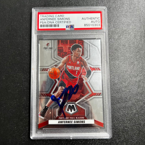 2021-2022 Panini Mosaic #102 ANFERNEE SIMONS Signed AUTO PSA Slabbed Blazers