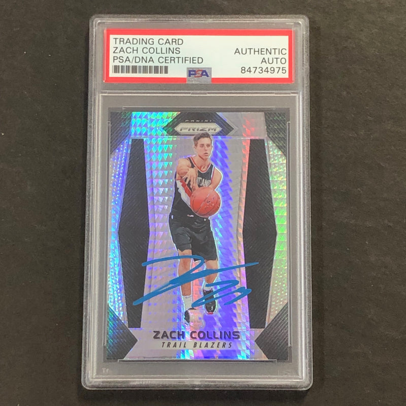2017-18 Panini Prizm #144 ZACH COLLINS Signed Card AUTO PSA Slabbed RC Blazers