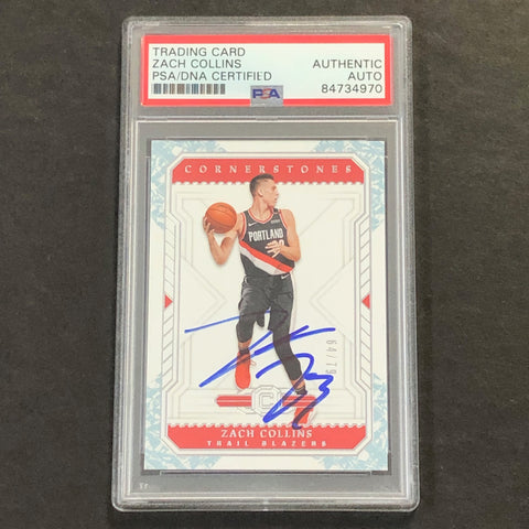 2018-19 Panini Cornerstones #149 ZACH COLLINS Signed Card AUTO PSA Slabbed Blazers