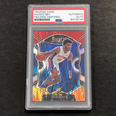 2020-21 Panini Select #79 Saddiq Bey Signed Card AUTO PSA Slabbed RC Pistons