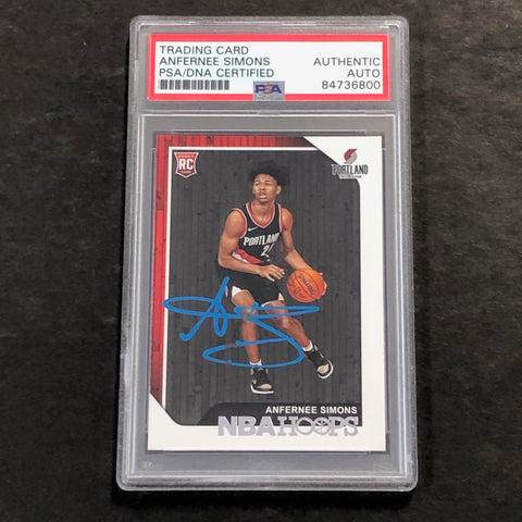 2018-19 NBA Hoops #277 ANFERNEE SIMONS Signed Rookie Card AUTO PSA Slabbed RC Blazers